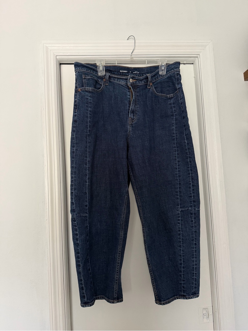 Old Navy Barrel Leg High Rise Dark Blue Jeans - Size 16